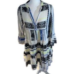 SOFIA “Ella”Linen Tribal Print Dress Made in Italy 💯 Cotton “Devotion” Dress S